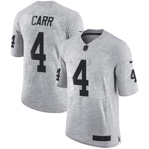Nike Raiders #4 Derek Carr Gray Men's Stitched NFL Limited Gridiron Gray II Jersey - Click Image to Close